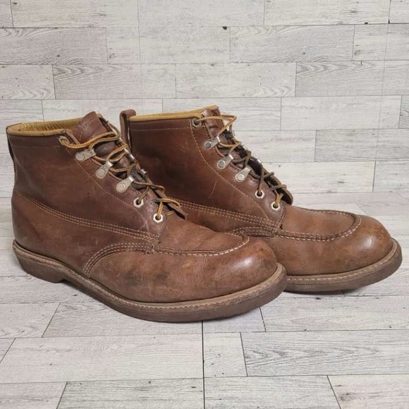 Men\'s Vintage Chippewa Brown Leather Lace Up Moc Toe Chukka Boots Size 12 main image 8